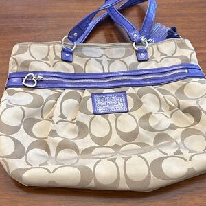 Coach Beige and Purple Tote Bag